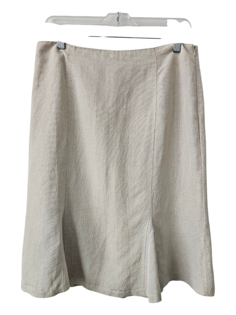 DAVID N Linen Blend 90s Midi Career Skirt Beige Size 10